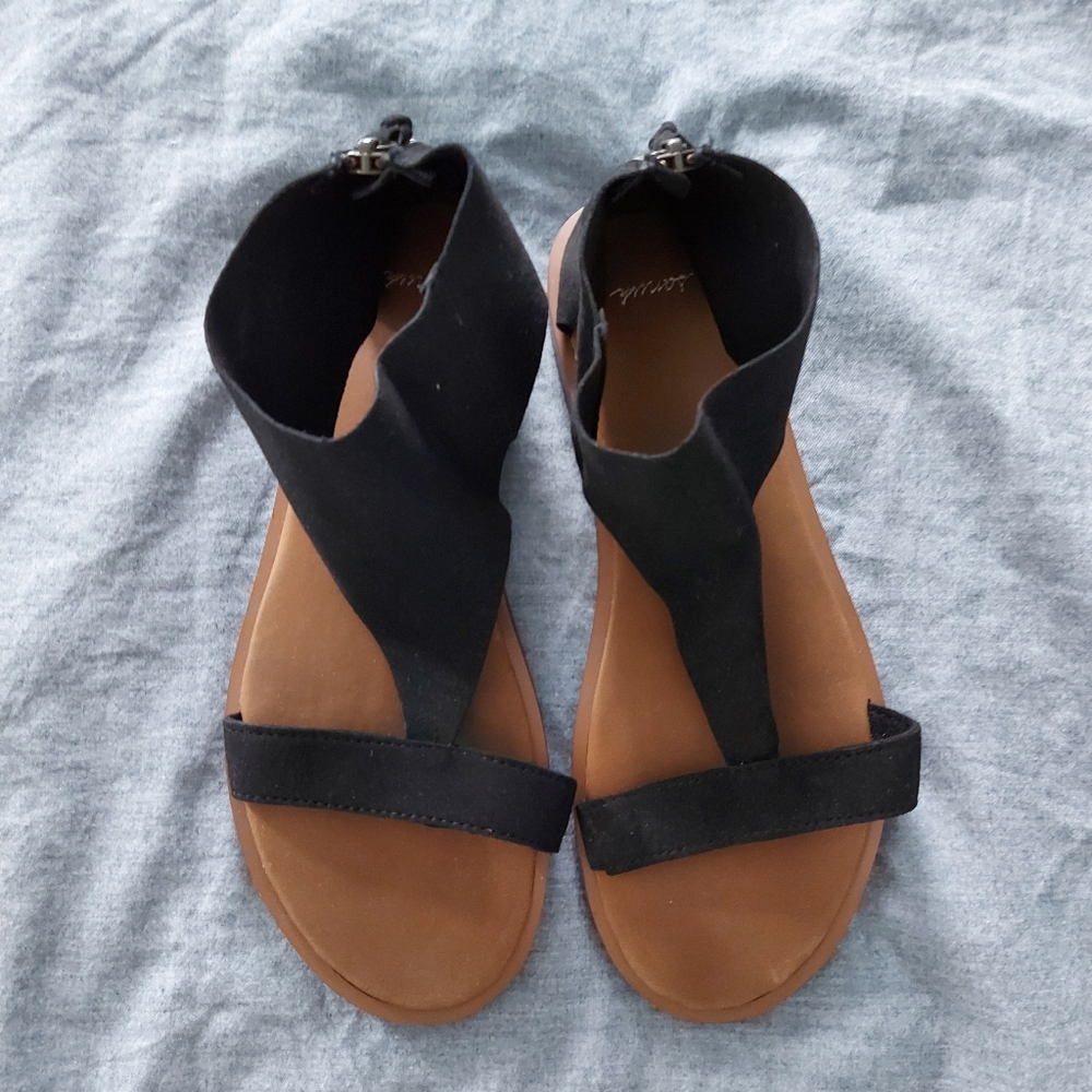 Black Zip Up Sandals